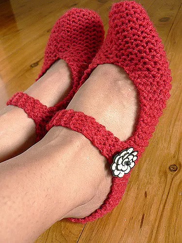 Red Mary Jane slippers