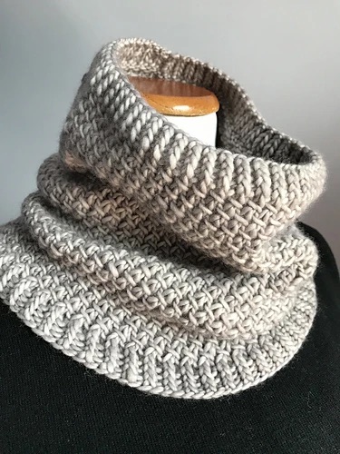Grey knitted cowl
