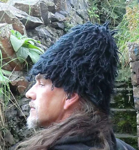 Tall Black pointed furry hat