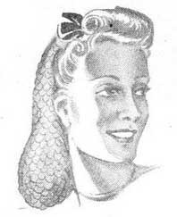 Vintage illustration of a woman wearing a snood