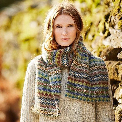 Person wearing a fair isle scarf